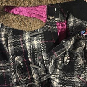 Dollhouse Plaid Blazer with Faux Fur Collar